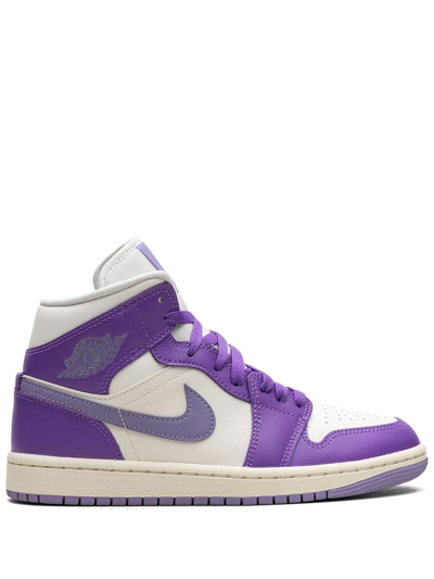 Jordan Air  1 Mid "action Grape" Sneakers In Weiss