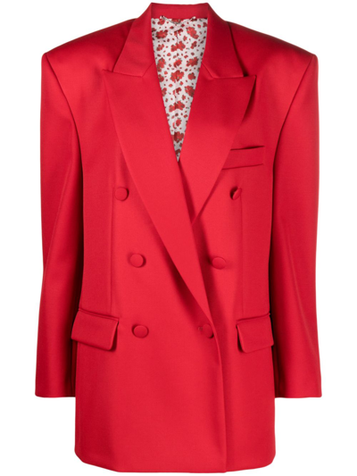 Magda Butrym Oversize Double Breast Wool Blazer In Red