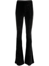 Bally Flared Pants In Black Velvet In Black