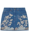 GUCCI EMBROIDERED DENIM MINI SKIRT,481449XR65312147108