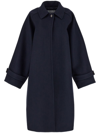 Ferragamo Blue Oversized Wool Single-breasted Coat In Blau