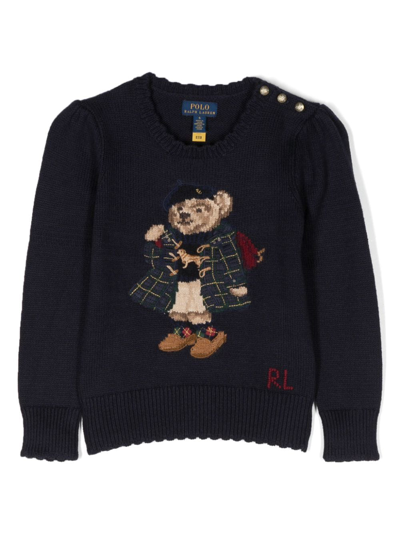 Ralph Lauren Patterned-intarsia Cotton Jumper In Blau