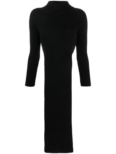 Patou Cut-out Detail Wool Knitted Top In Black