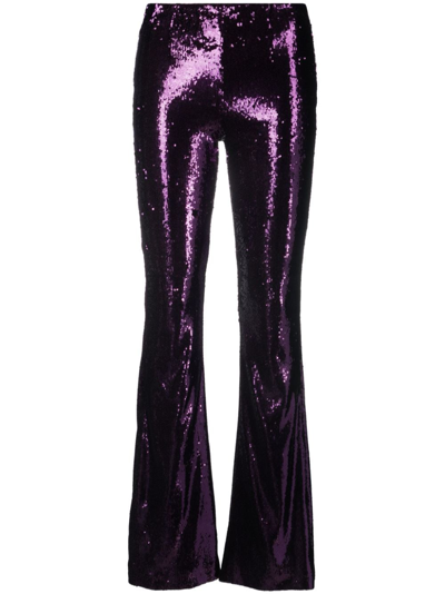 Philosophy Di Lorenzo Serafini Flared Sequin-embellished Trousers In Violett