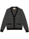 Gucci Logo-jacquard Wool Cardigan In Grau