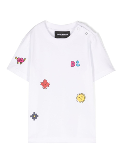 Dsquared2 Babies' T-shirt Mit Grafischem Print In White