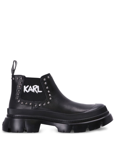 Karl Lagerfeld Trekka Max Studded Boots In Schwarz