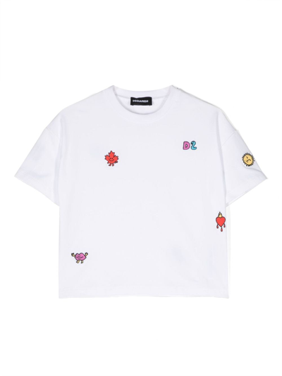 Dsquared2 Besticktes T-shirt In White