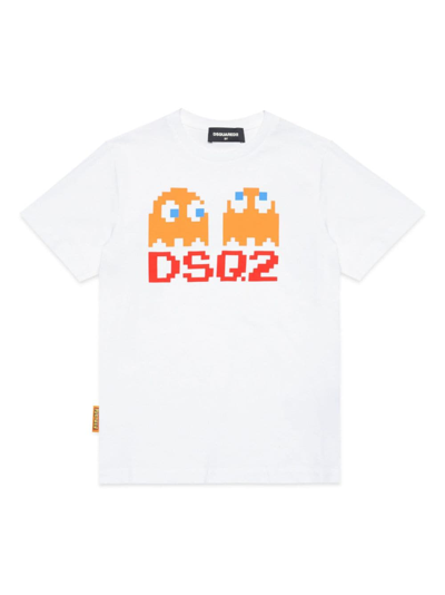 Dsquared2 Babies' X Pac-man Graphic-print T-shirt In Weiss