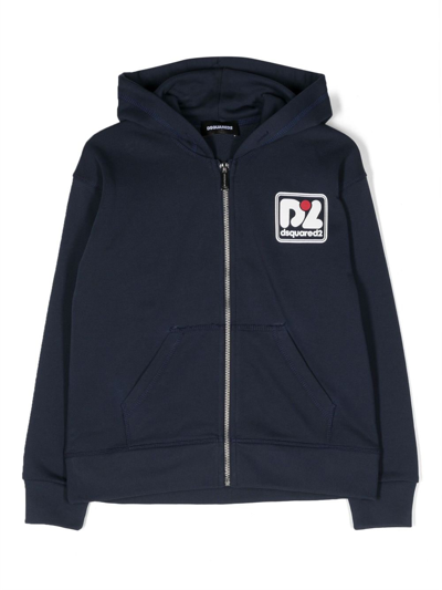 Dsquared2 Kids' Hoodie Mit Logo-patch In Blue