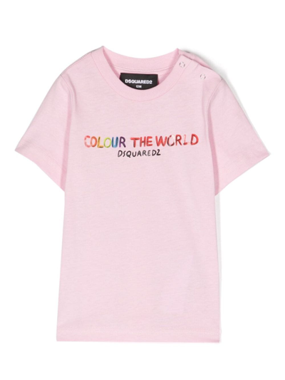 Dsquared2 Babies' T-shirt Mit Slogan-print In Pink