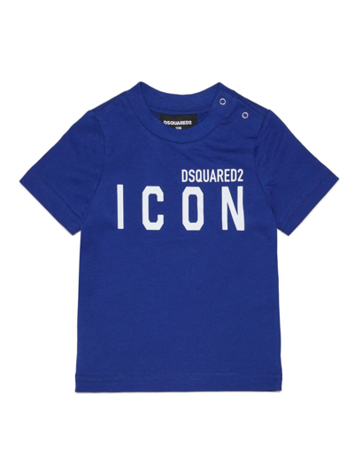 Dsquared2 Babies' D2t730b-icon T-shirt Dsquared Icon Logo Crew-neck Jersey T-shirt In Blue