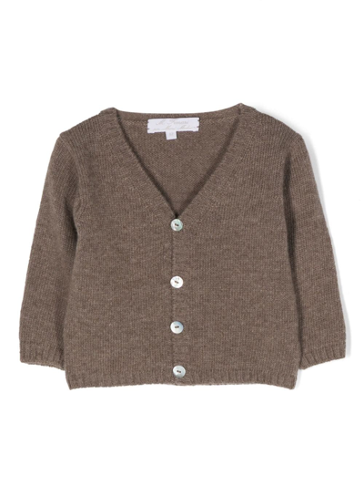 Mariella Ferrari Babies' V-neck Knitted Cardigan In Brown