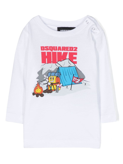 Dsquared2 Babies' Logo-print Cotton T-shirt In Weiss