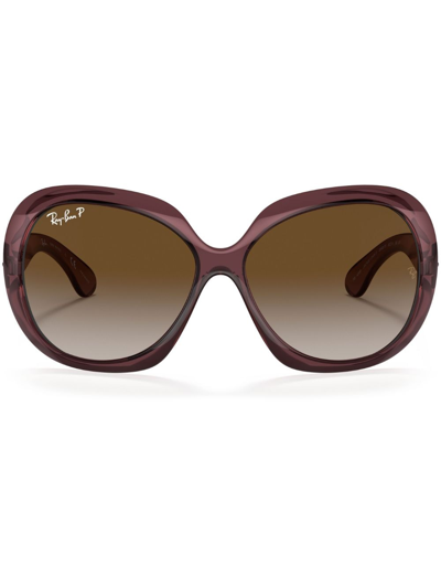 Ray Ban Jackie Ohh Ii Transparent Sunglasses Transparent Dark Brown Frame Grey Lenses Polarized 60-14 In Transparent Brown