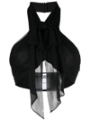 Moschino Backless Silk Crop Top In Schwarz