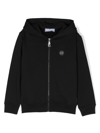 PHILIPP PLEIN JUNIOR LOGO-PATCH ZIP-UP HOODIE