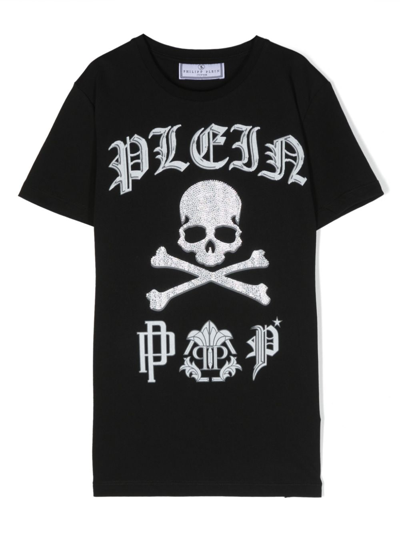 Philipp Plein Junior Logo-print Cotton T-shirt In Schwarz
