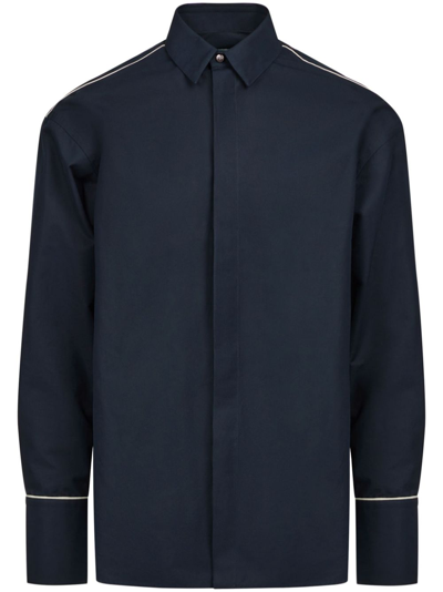 Ferragamo Sports Shirt With Contrasting Piping In Blue