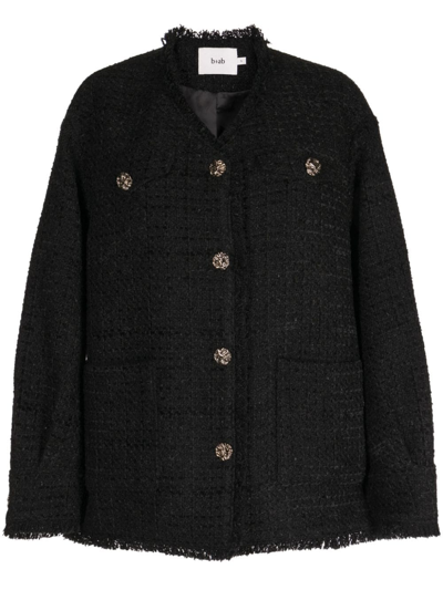 B+ab Tweed Button-up Jacket In Schwarz