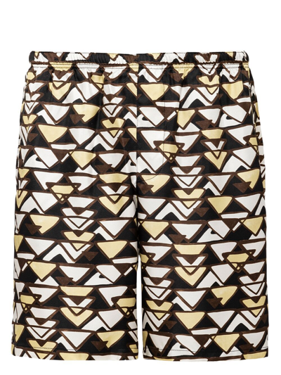 Prada Triangle-print Swim Shorts In Black