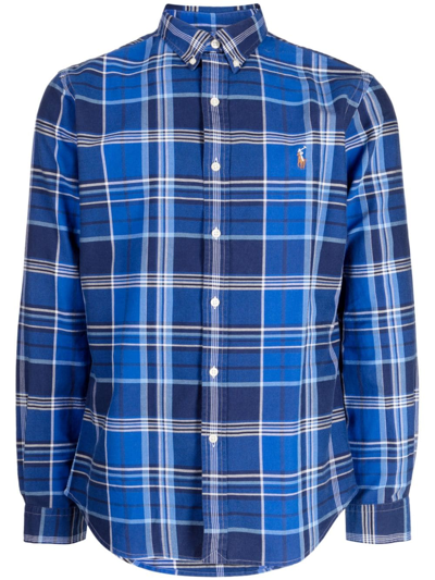 Polo Ralph Lauren Polo Pony-motif Checked Cotton Shirt In Blau
