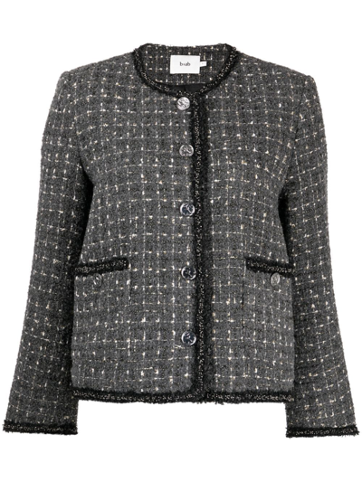B+ab Checked Tweed Button-up Jacket In Grau