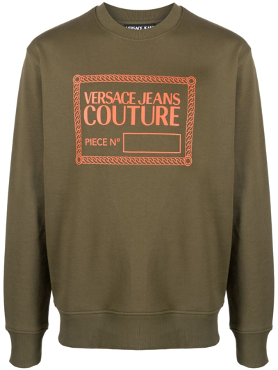 Versace Jeans Couture Logo-print Cotton Sweatshirt In Grün