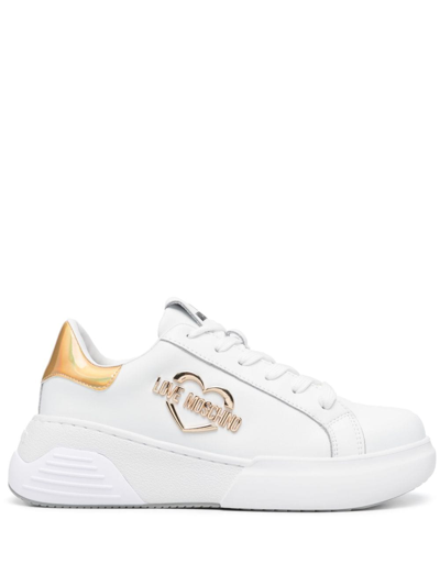 Love Moschino Logo-plaque Low-top Sneakers In White