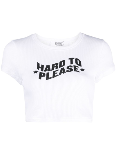 Cannari Concept Slogan-print Cotton Cropped T-shirt In Bright White