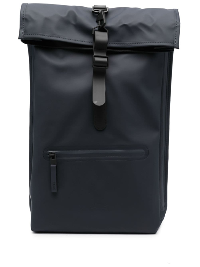 Rains Roll-top Buckled Backpack In Blau