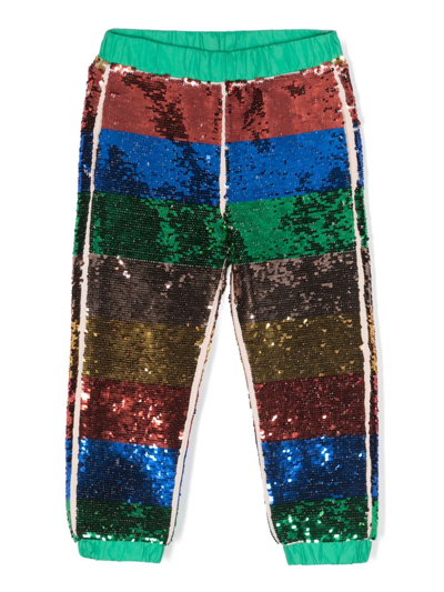 Stella Mccartney Kids' Sequin-embellished Striped Track Pants In Multicolor