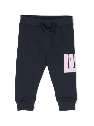 Dsquared2 Babies' Logo-print Cotton Track Trousers In Blue