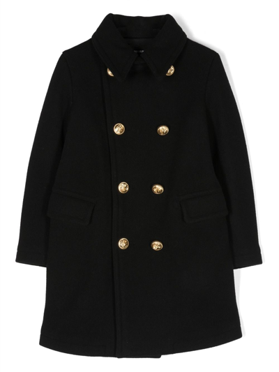 Dsquared2 Kids' D2j424m Jacket Dsquared Double-breasted Cloth Coat With Metal Buttons In Black
