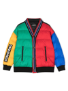 Dsquared2 Colour-block Buttoned Padded Jacket In Red