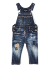 Dsquared2 Paint-splatter Detail Dungarees In Blue