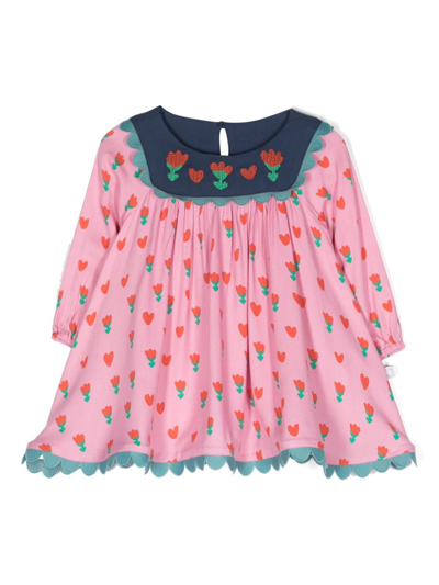 Stella Mccartney Pink Dress For Baby Girl With Tulip Print