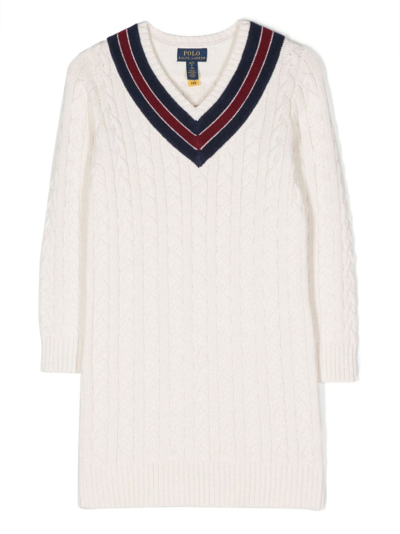 Polo Ralph Lauren Kids' Cable-knit Wool Dress In White