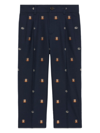 Gucci Double G-logo Straight-leg Trousers In Blue