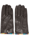 PAUL SMITH ARTIST STRIPE-EMBROIDERED LEATHER GLOVES