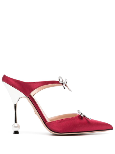 Giambattista Valli Diamond Ribbons 105 Mm Satin Pumps. In Red