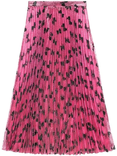Gucci Iridescent Bow Lurex Pleated Skirt In Pink