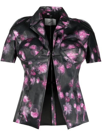 Coperni Holographic Short-sleeved Fitted Jacket In Black