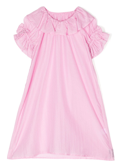 Amiki Kids' Bow-detail Cotton-blend Dress In Pink