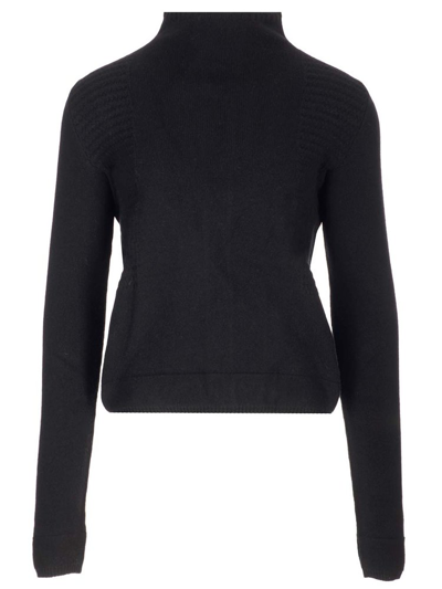 Rick Owens Ribbed Knit Cropped Jumper In Black
