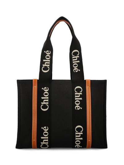 Chloé Medium Woody Tote Bag In Black