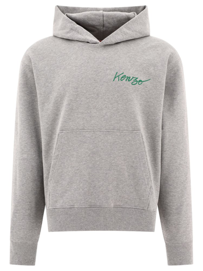 Kenzo With Love Classic Hoodie In Grey