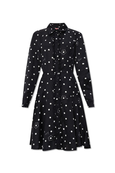 Kenzo Flower Spot Short Dress In Black