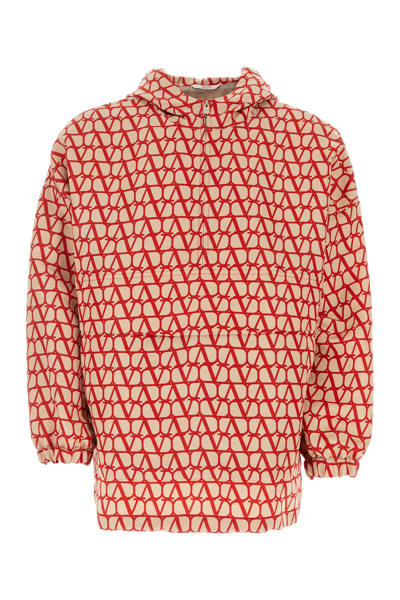 Valentino Toile Iconographe Hoodie Jacket In Red