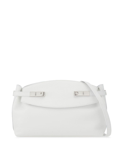 Ferragamo Hug Leather Clutch Bag In Optic White